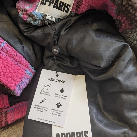 APPARIS teddy jacket short coat plaid pink blue - Picture 11 of 11